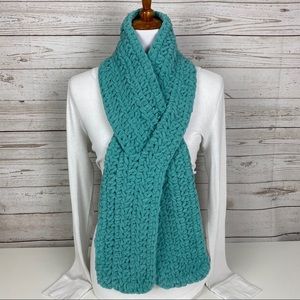 Handmade Crochet Keyhole Scarf Light Teal Blue NEW